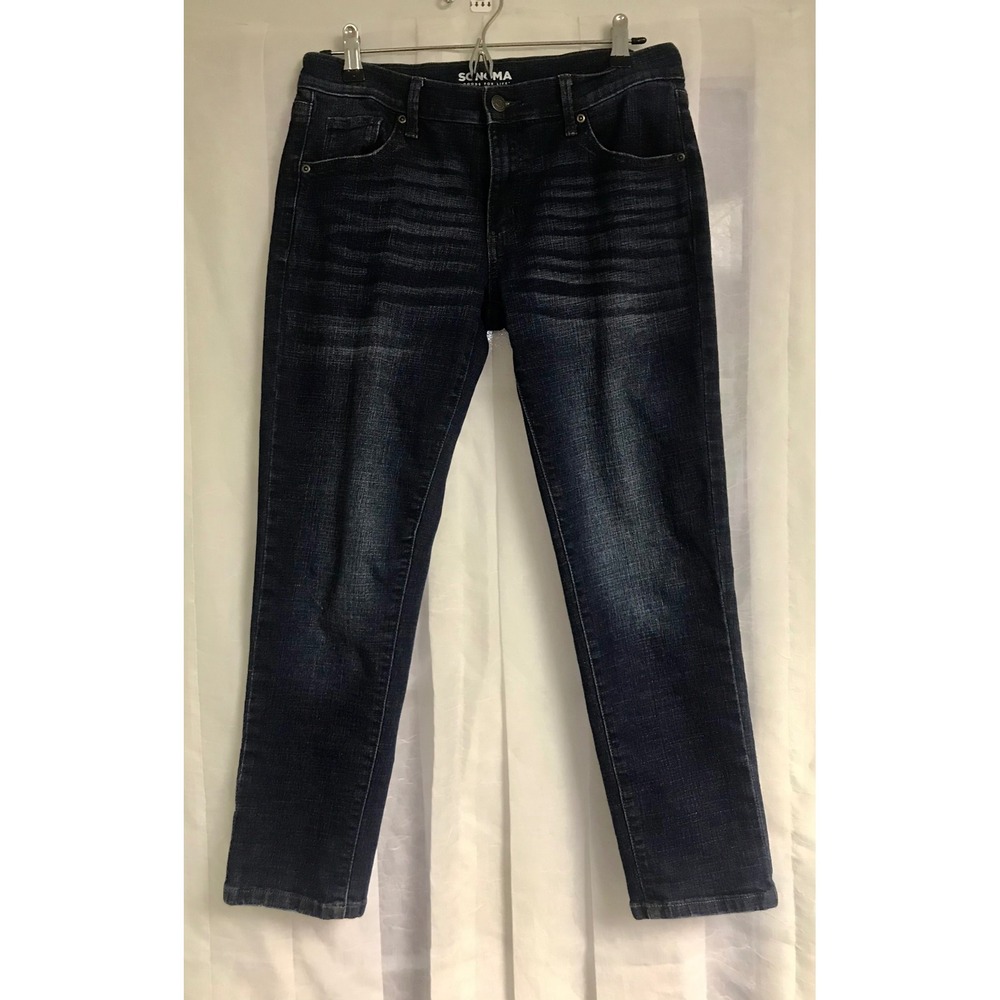 Sonoma Goods For Life Women‎ Dark Wash Girlfriend Jeans Blue Denim Size 4